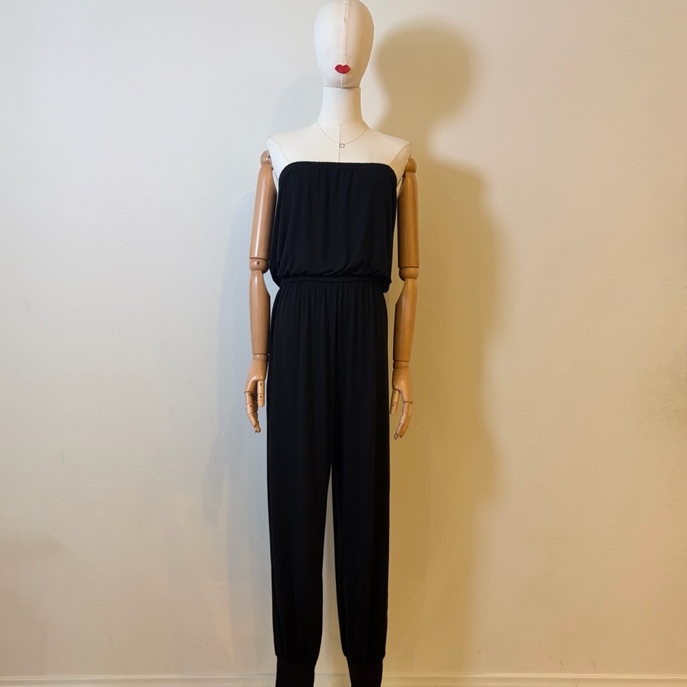 Black Strapless Jogger Jumpsuit Plus Size XL/XXL - Picture 2 of 7